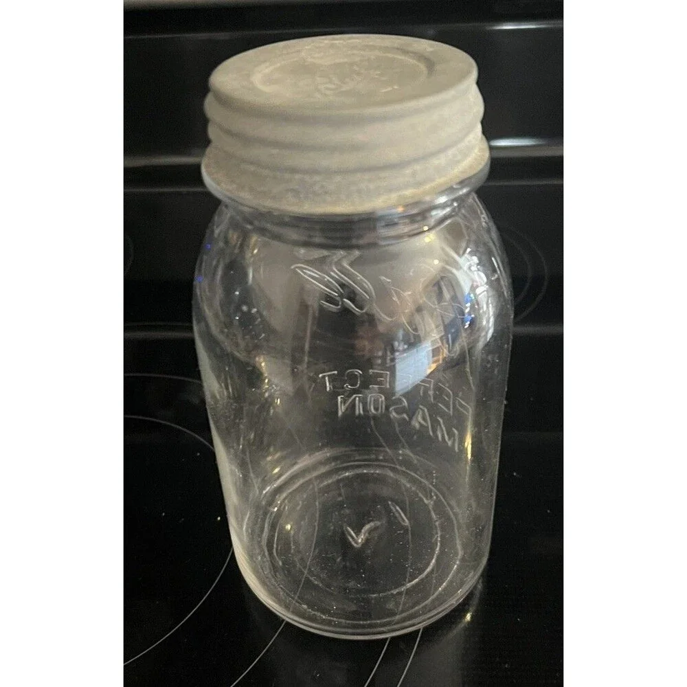 Antique Ball Perfect Mason Jar 1933-1962 Production Run Original Zinc Lid Quart